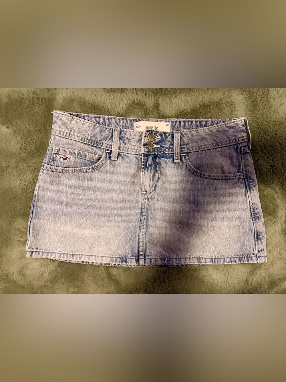 Hollister Light Wash Denim Mini Skirt